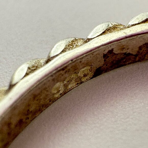VTG Solid Sterling Silver 925 Twist Design Half Round Band Ring Size 7.75 - Picture 10 of 12
